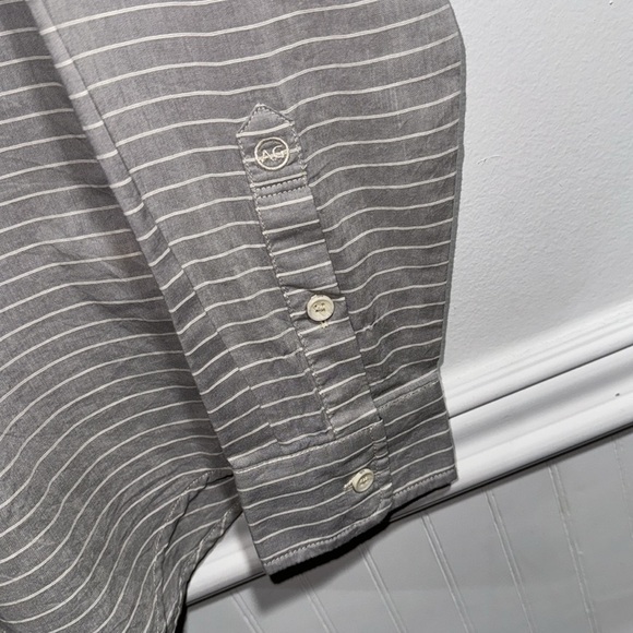 adriano goldschmied ag gray striped men’s‎ small NEW soft button down - Picture 4 of 6